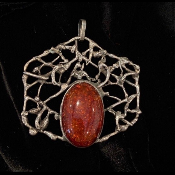 Modernest Baltic Amber Sterling Silver Pendant - Picture 2 of 8